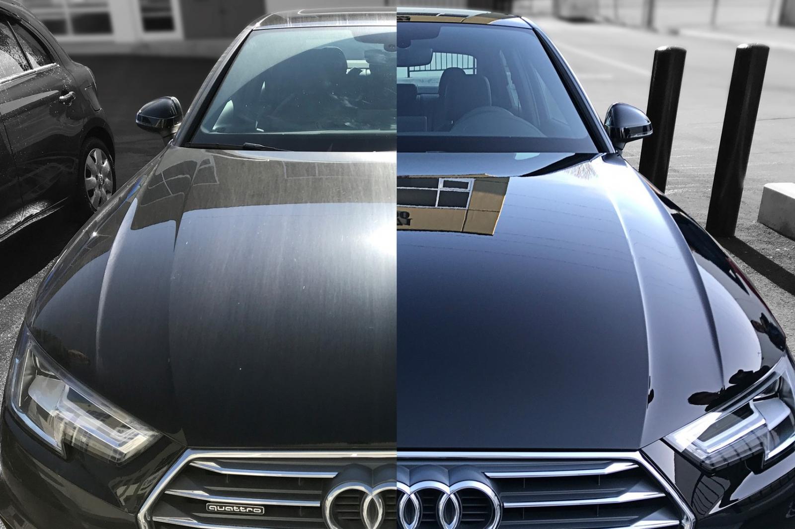 Ceramic coating before and after on Audi